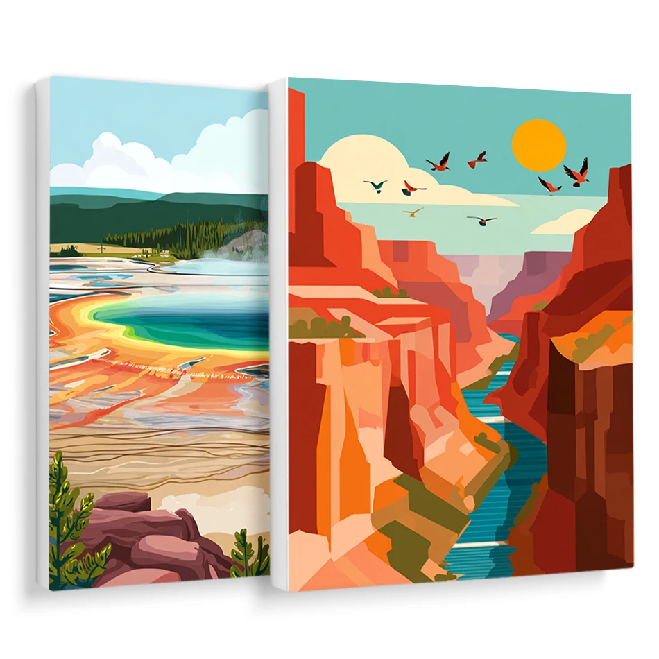 

RUOPOTY Paint By Numbers For Drawing Markers By Numbers Simple illustration of natural scenery Wall Art Picture Home Decoration