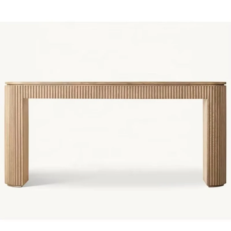 

High quality French minimalist style solid wood oak sofa console table porch table