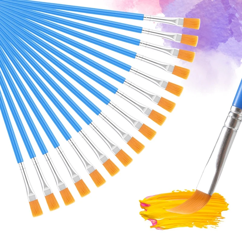 200Pcs Flat Paint Brushes For Set Kids Painting For Children Students Starters Classroom Canvas Detail Art Drawing Craft