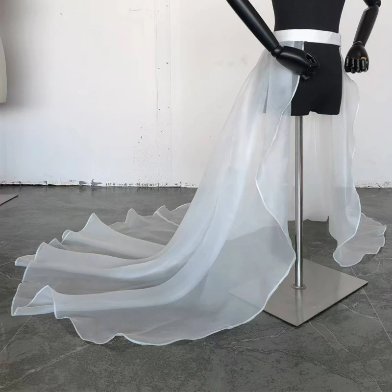 Organza Detachable Train Wedding Removable Skirts For Dresses Luxury Bridal Overskirt Customized