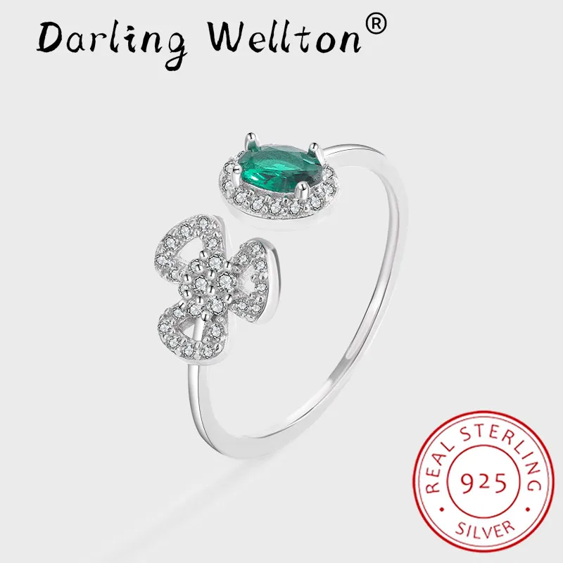 

Luxury Bow Paraipa Full Diamond Couple Ring For Women Emerald Butterfly Original Sterling 925 Silver Valentine Day Gift Jewelry