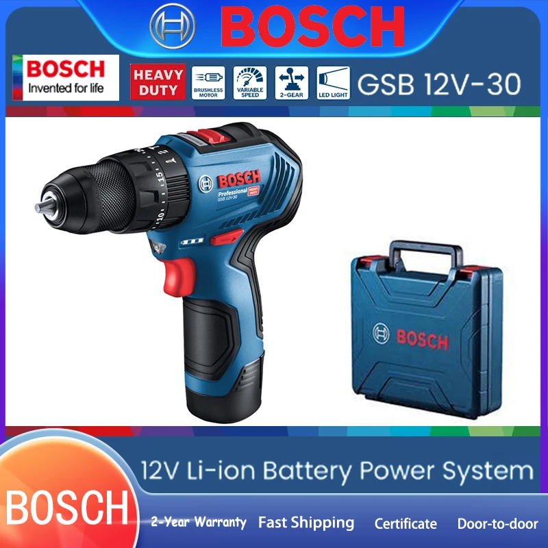 Bosch bürstenlose Schlag bohrmaschine gsb 12v-30 18-30nm Schrauben dreher 20 Gänge einstellbares Drehmoment profession elles Elektro werkzeug ohne