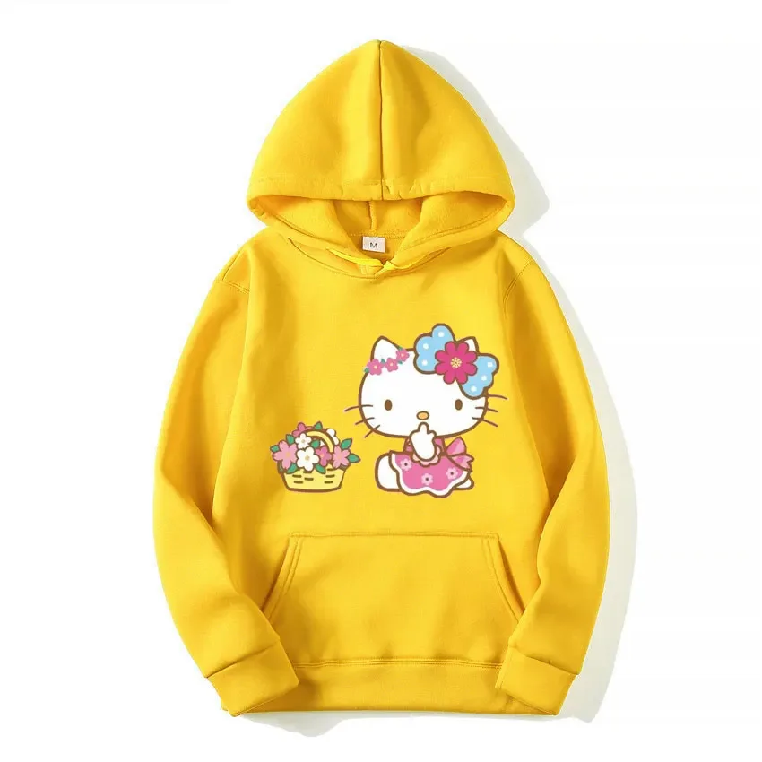 Sanrio Dames Anime Hoodie Japanse Cartoon Sanrio Product Leuke Kawaii Hello Kitty Jas Dames Winterjas met lange mouwen