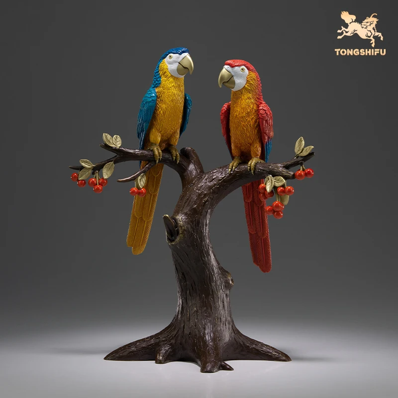 2023 Living room clubhouse TOP Advanced crafts Auspicious parrot birds COPPER statue Bless family healthy good luck mascot