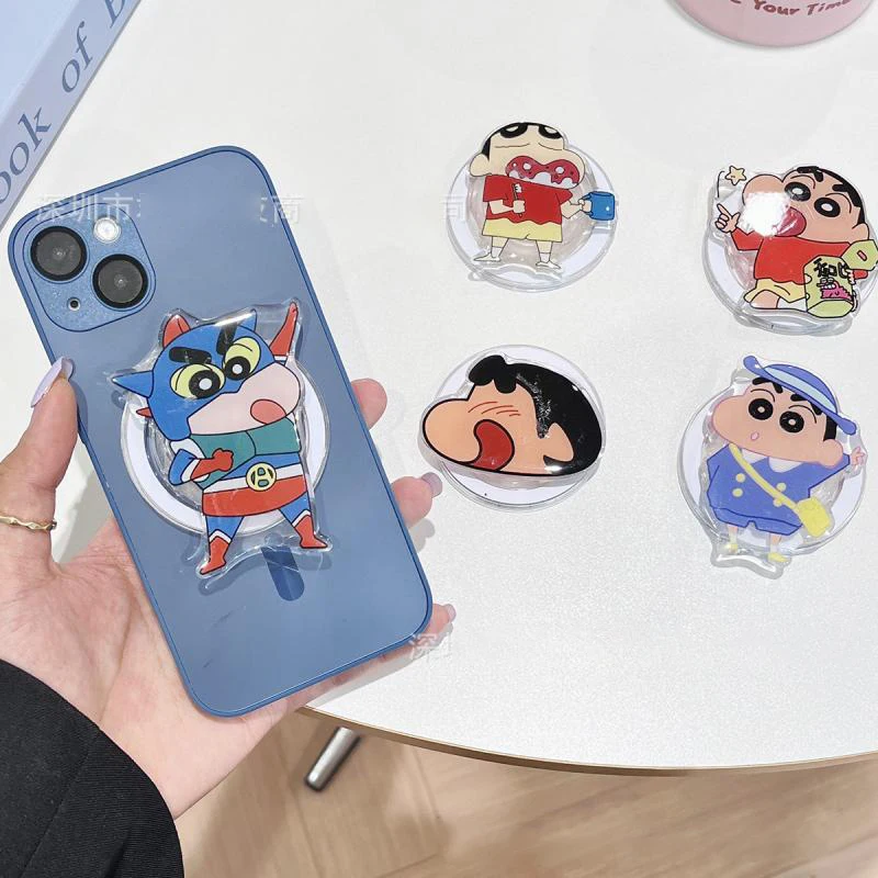 

Anime Crayon Shin-Chan Couple Phone Case with Holder Pasted type Wireless Phone Airbag Stand Grip Tok Holder Bracket Gifts