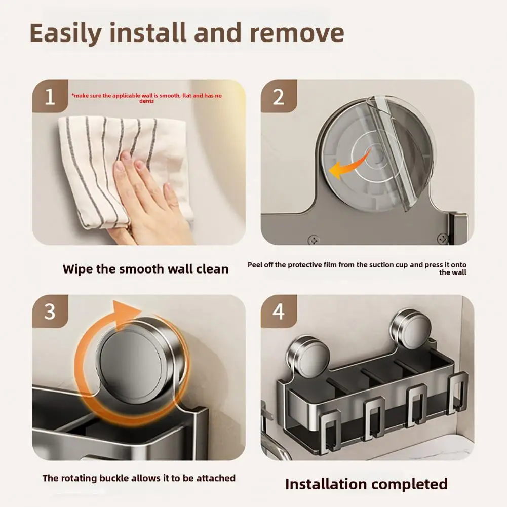 

Proof Toothbrush Holder Toothbrush Holder with Suction Cup Wall-mounted Bathroom Organizer Double-layer Rust-proof for Electric