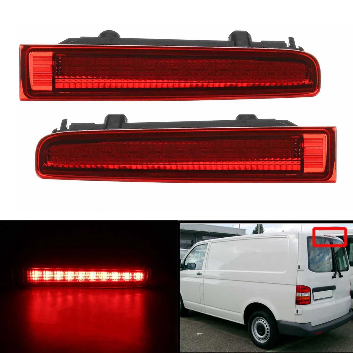 2Pcs Car Third High Brake Light Barn Door Rear Brake Light High Mount Stop Lamp For-Vw T5 T6 For Multivan Caravelle 2003-2016 Re