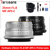 7artisans 25mm F1.8 MF APS-C Prime Lens Manual Mirrorless Camera For Sony E Zev-10 A6500 Fujifx X-T4 Canon EOS-M Micro 4/3 Mount
