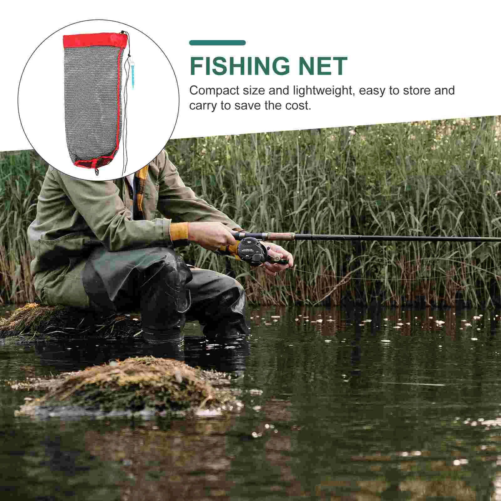 Fishing Net Catching Netting Locating Guard Mesh Basket Tools Bag Folding Nets Man