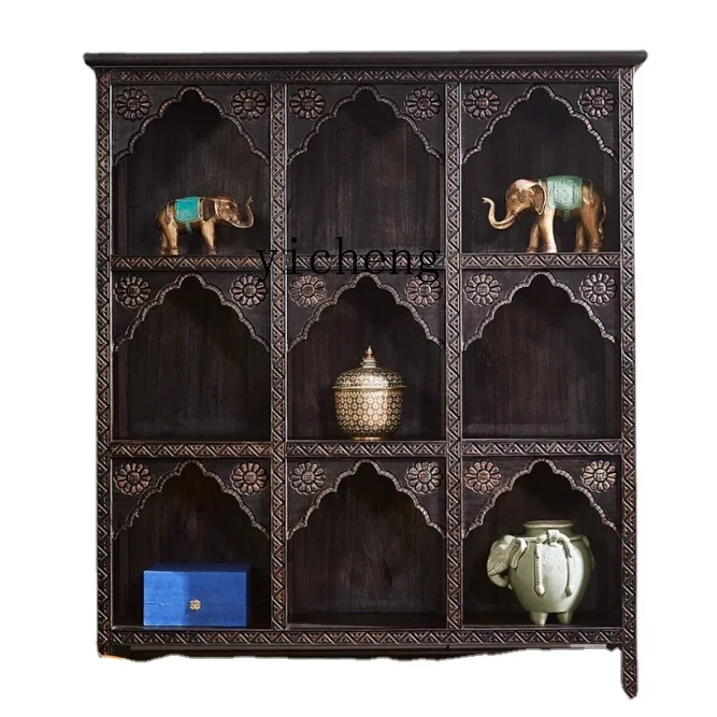 v3 Solid Wood Chinese Tea Shelf Hallway Tea Room Shelf Leaf Display Cabinet