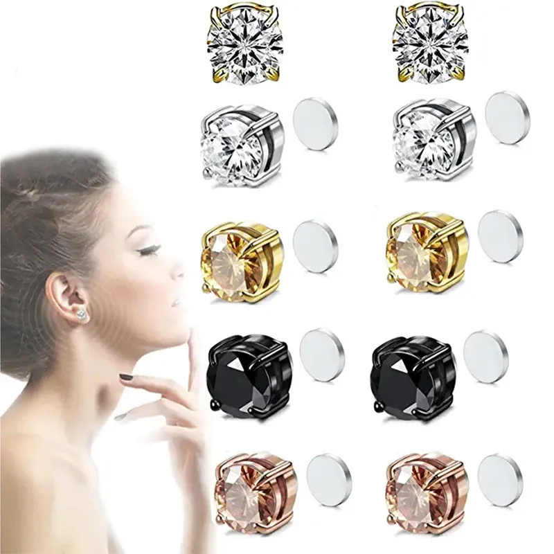1 Paar Modische Kristall-Magnet-Ohrclips Ohne Piercing Falsche Ohrringe Geschenk für Männer Frauen Schmuck