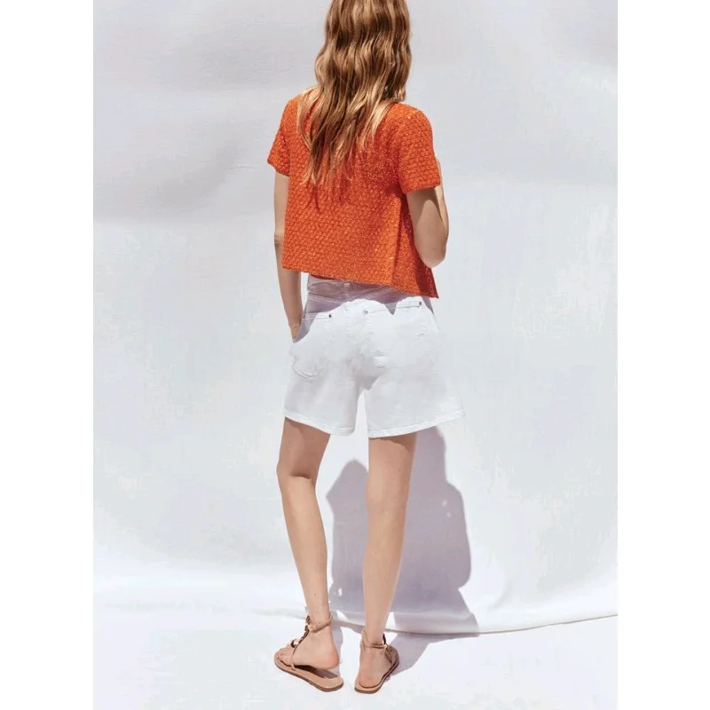 Conjunto de Moda Outono 2025 com Casaco de Ombro Largo em Malha com Miçangas, Manga Curta, Gola Redonda, Casaco, Jaqueta, Top...
