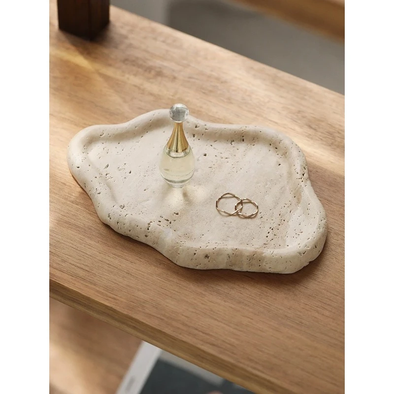 

Травертиновый поднос Wabi-Sabi в скандинавском стиле | Хранение в прихожей | Органайзер для домашнего декора