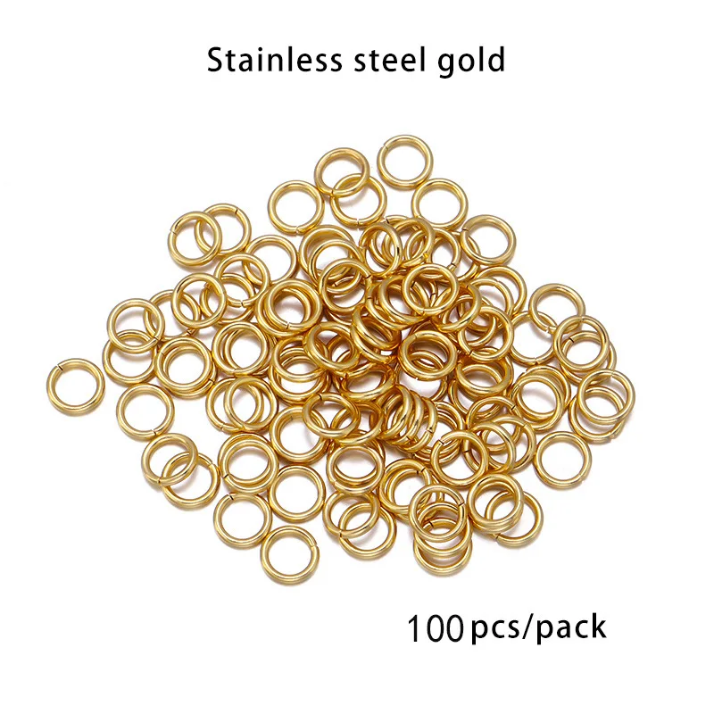 100-200pcs Stainless Steel Color Preservation Real Gold Single Open Circle Handmade Closed Circle Diy Jewelry Accessories