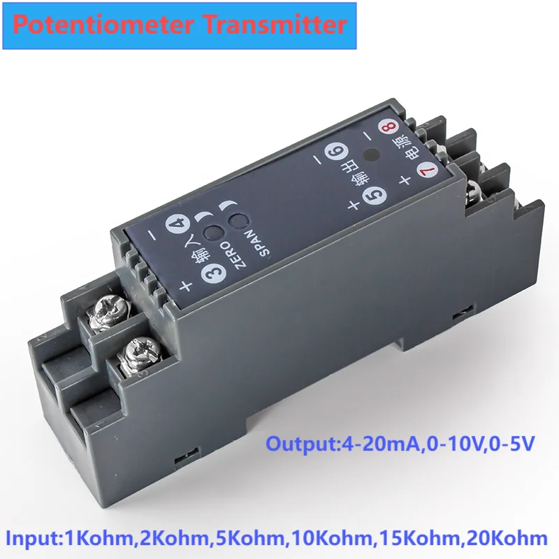 

Potentiometer Signal Isolation Transmitter Conversion Current Analog Module Slip Wire Resistance 0-5Kohm to 0-10V