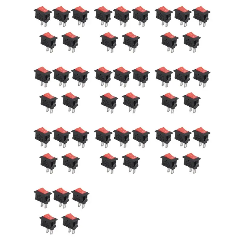 A93E-50PCS On-Off KCD11 2Pin 2P Black Red Boat Car Rocker Switch 3A 250V 6A 125V AC Button KCD1-11 10X15 10X15 KCD117