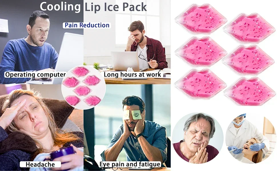 6 Packungen Lippengel-Eisbeutel zur kalten Verwendung für die Lippenchirurgie. Flexibles, wiederverwendbares Kühlpad, kalte Kompresse zur Schmerzlinderung bei kosmetischen Verletzungen – Detail 4