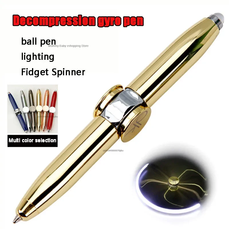 Multifunktion ale Dekompression finger drehen leuchtende Kreisels tifte Spielzeug zappelt Spinner LED Licht Kugelschreiber Metall Kreisel Stift Geschenk