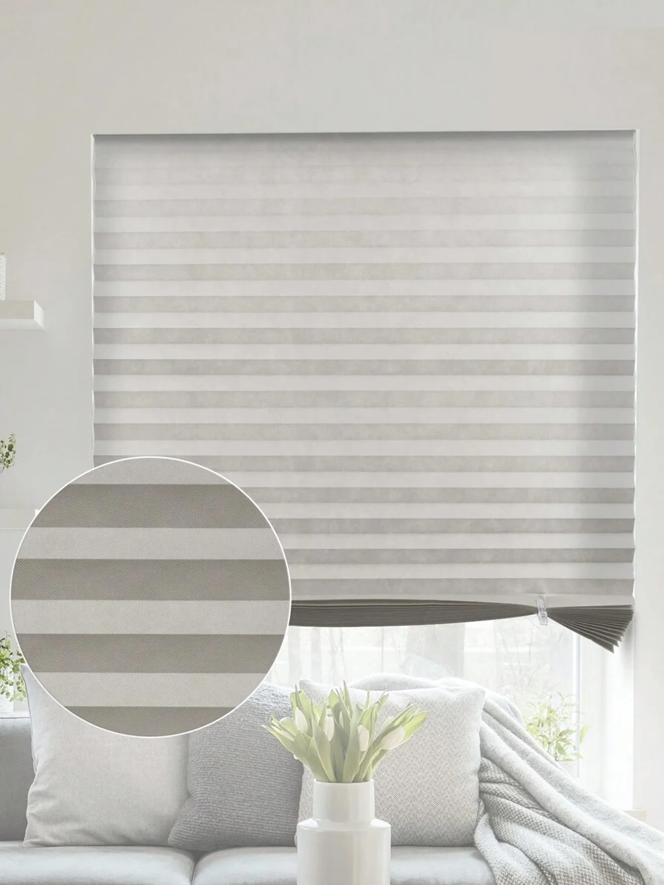 1 Solid Color Blackout Curtain, Can Be Installed Without Tools, Original Translucent Pleated Fabric Blackout Curtain, Self-Adhes