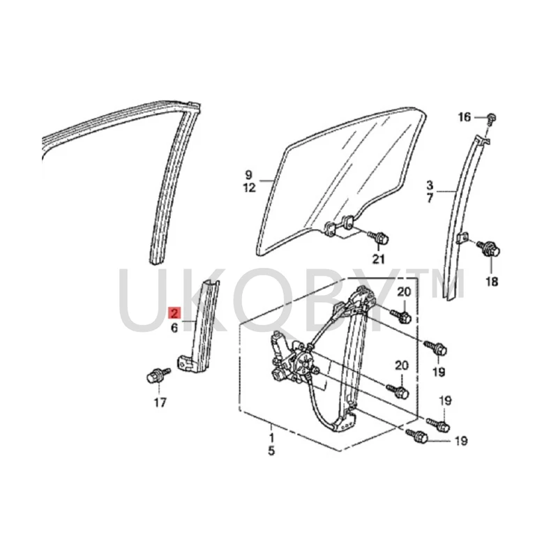 72730SDAA01 72770SDAA01 Suitable for Ho nd a Accord Rear door glass front rail, rear door glass groove