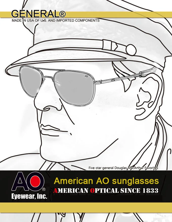 AO Sonnenbrille Mann USA Armee Militär Luftfahrt Pilot Sonnenbrille Glaslinse Frau Luxusmarke Retro Titan Rahmen Hohe Qualität – Detail 1