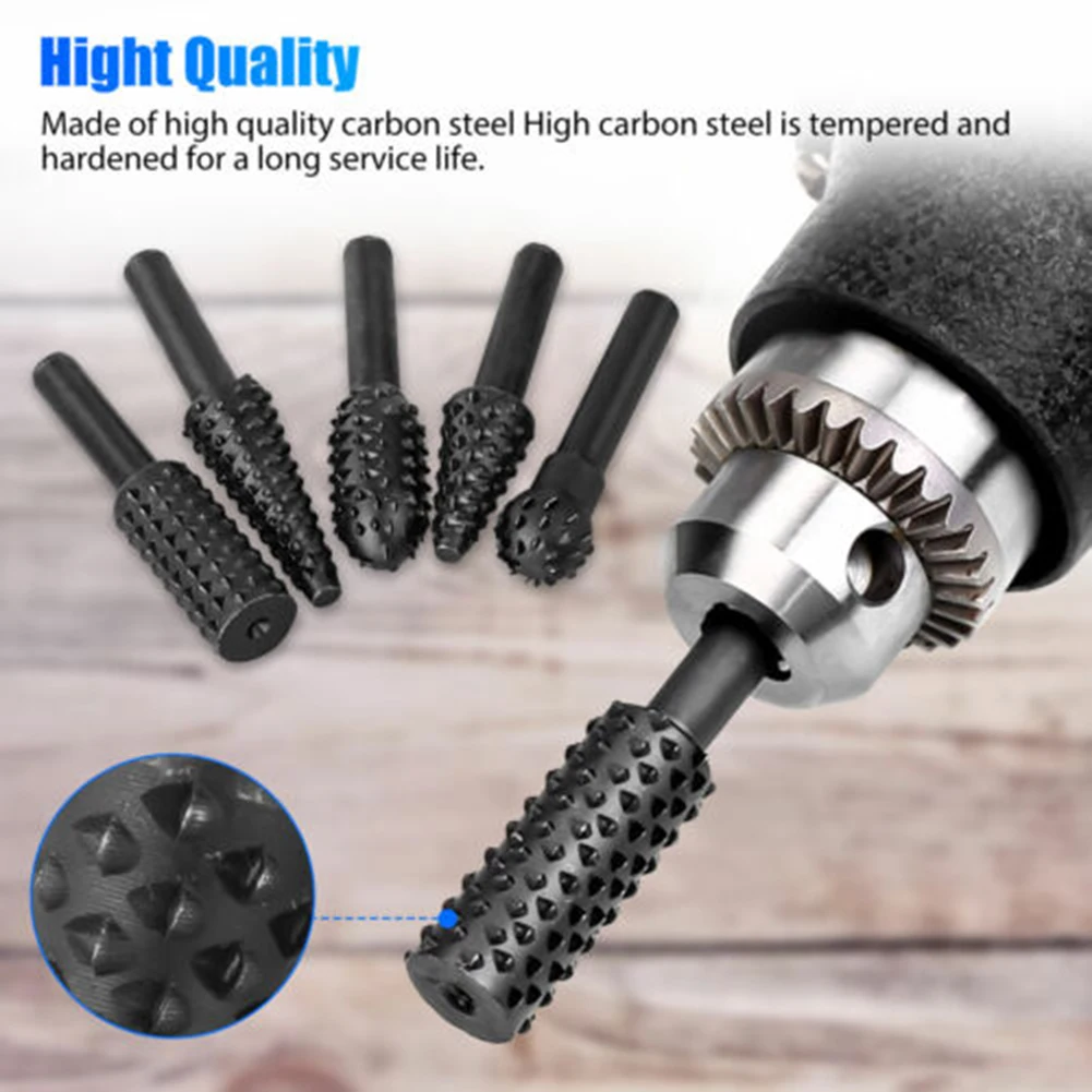 5pcs Woodworking Irregular Shape Rotarys File Set Woodworking File Grinding Head For Home