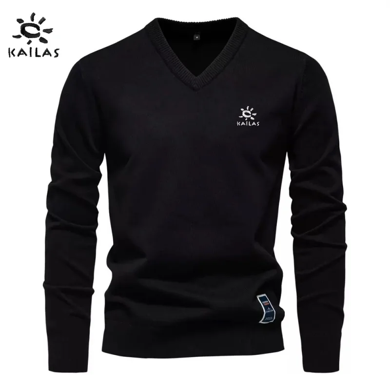 New men's high-quality V-neck knitted sweater for autumn and winter, fashionable, casual, warm and versatile top