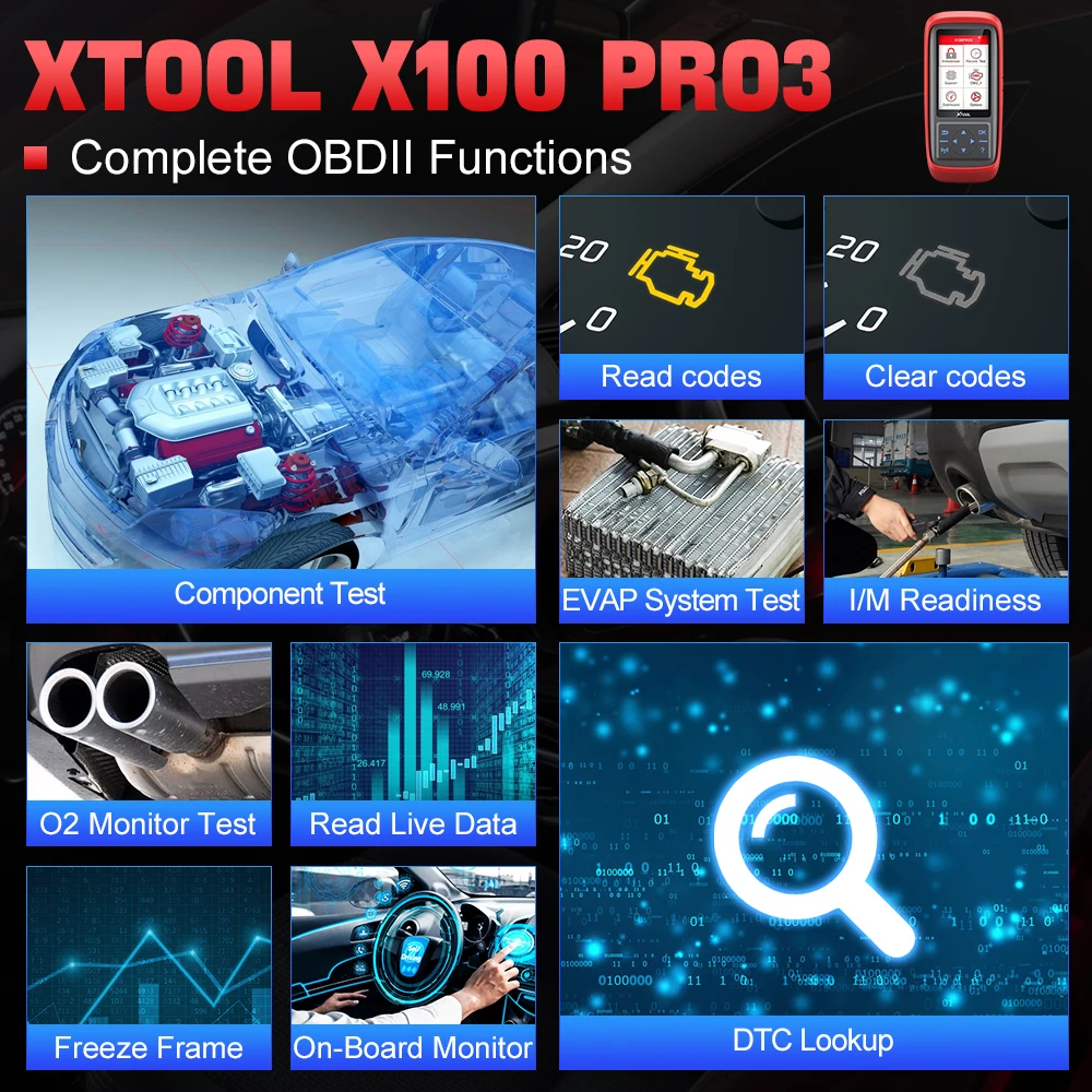 XTOOL X100Pro3 Key IMMO Programming Tool With EEPROM Adapter 13+ Reset Function Full OBD2 Car Code Reader Free Lifetime Upgrades