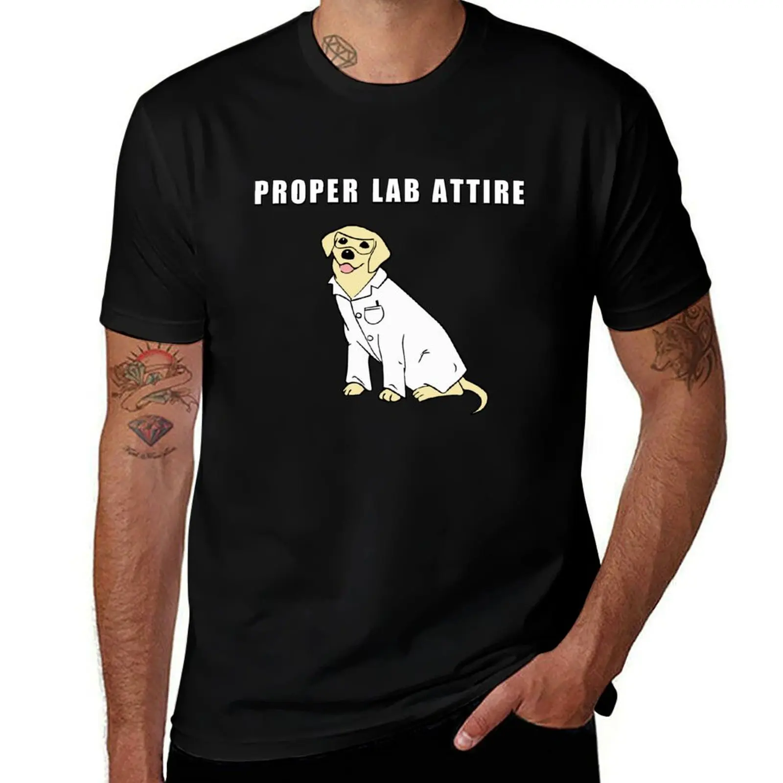 Proper Lab Attire| Funny Lab Technician Gift T-Shirt Basic Casual Short Sleeve Cotton Shirt
