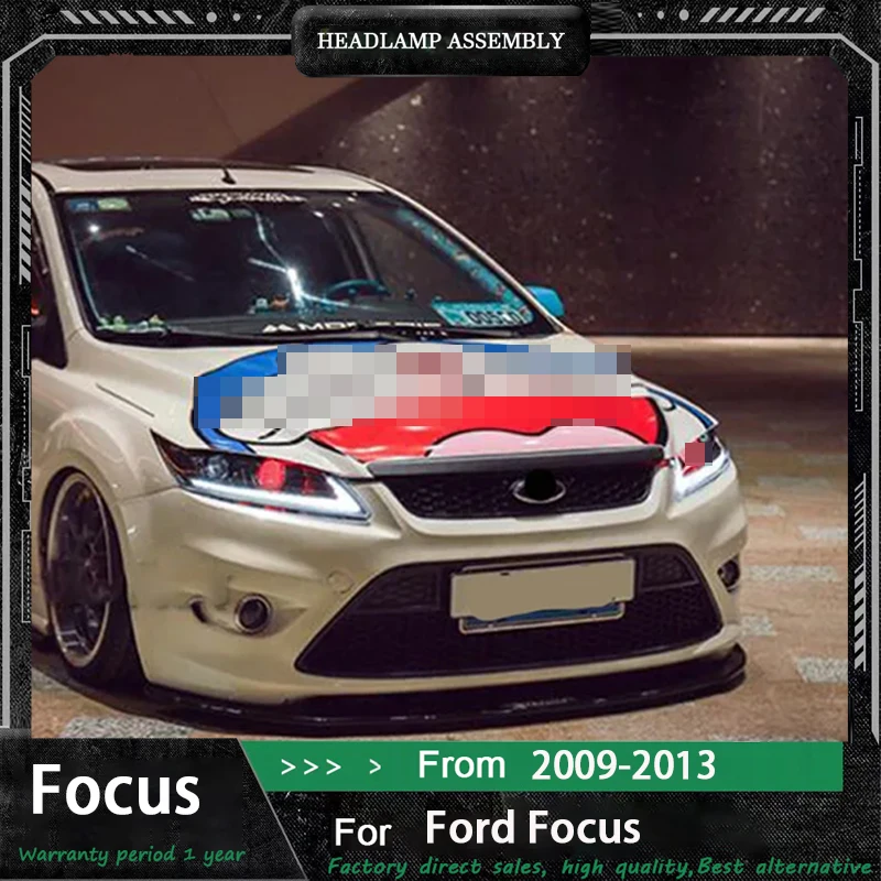 

Автомобильная светодиодная фара для Ford Focus 2009-2013, фара со светодиодной подсветкой DRL, динамический указатель поворота, ксеноновая фара в сборе Plug and Play