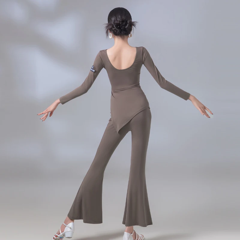 2024 เด็กเต้นรําละตินเครื่องแต่งกายสาว Samba Cha Cha เต้นรําฝึกเสื้อผ้า Tango Waltz เสื้อแขนยาวกางเกงแยกชุด VBH929