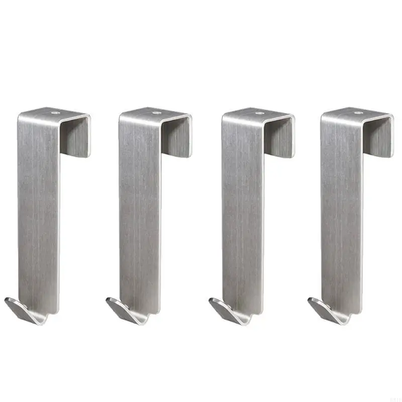 581E 4Pcs Door Hook with No Perforation for Scarves/Coats / Handbags Black/Silver