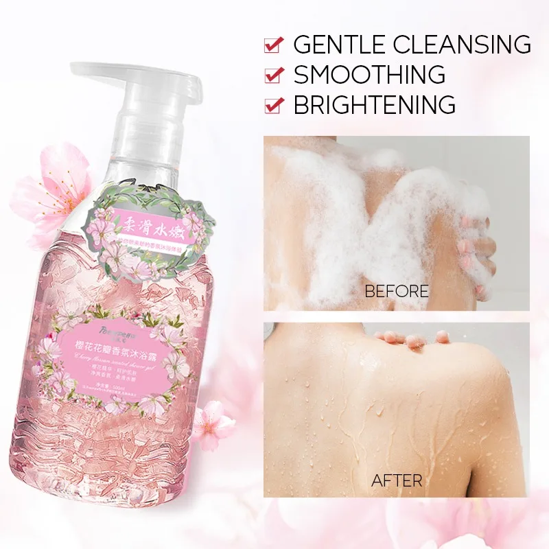 Sakura Body Wash,Moisturizing Skin Whitening Bath & Body Works,Cherry Blossom Shower Gel