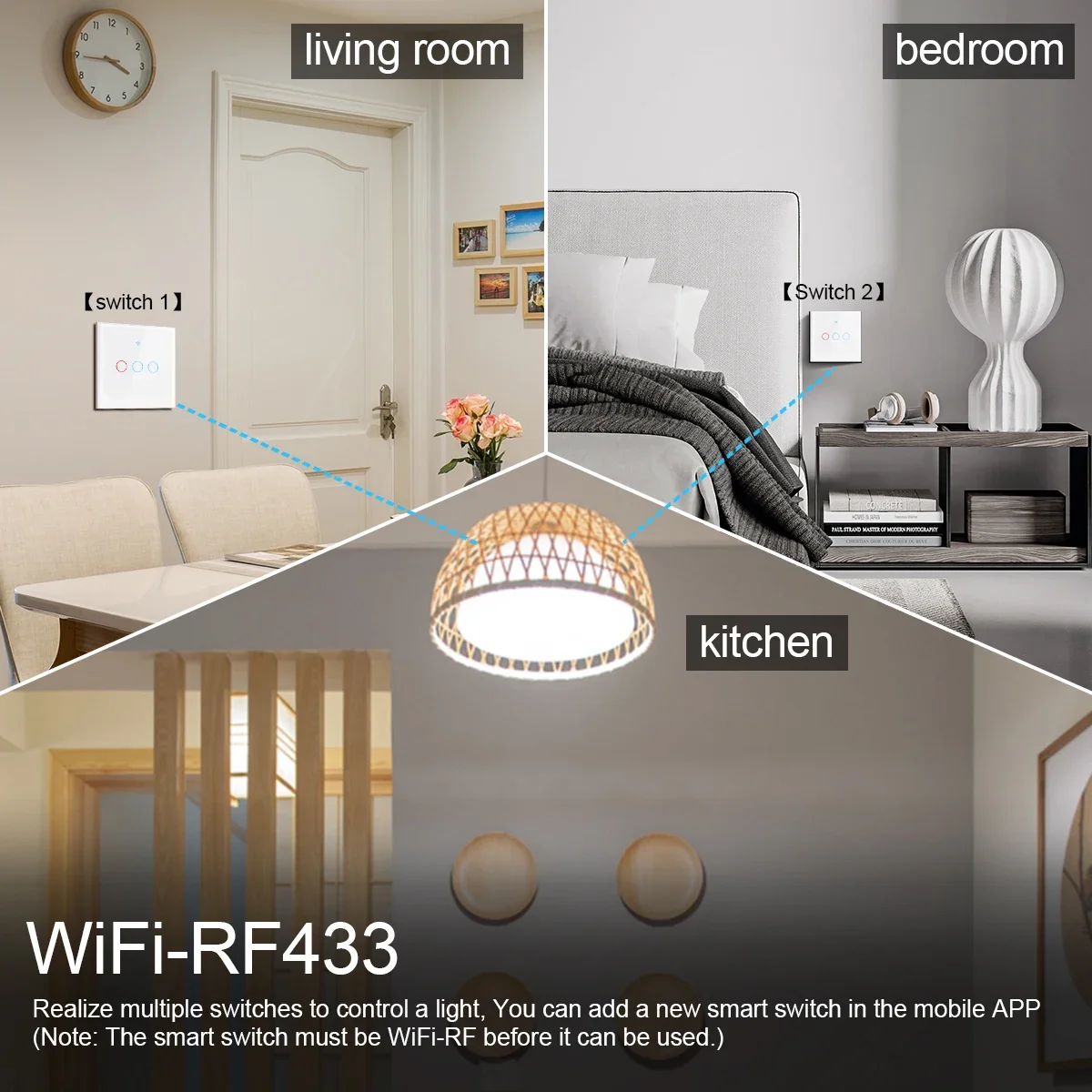TUYA Smart Wall Panel Switch Touch Sensor AC95-260V 3-Gang No Neutral Wire Require Work With Alexa Google Home App Voice Control