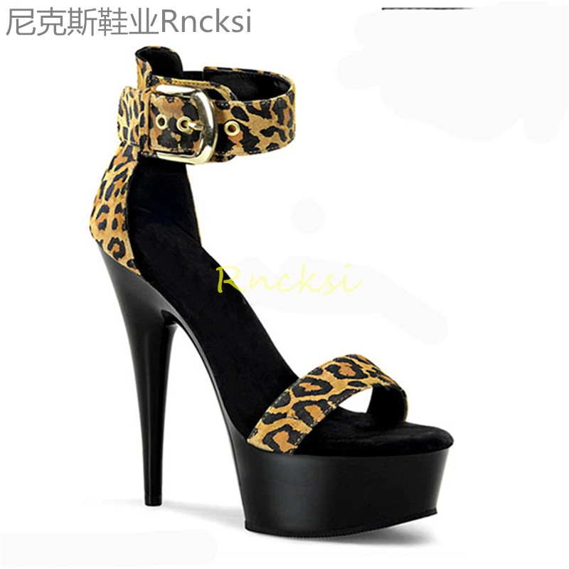 15cm Women's summer high-heeled waterproof platform sandals fashion stiletto fish mouth high heels women wear extra high heels.