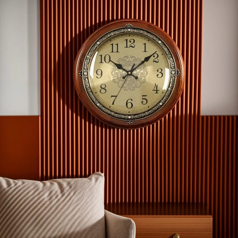 

Solid Wood Frame Nordic Living Room Wall Clocks Metal Dial Creative Luxury Aesthetic Silent Quartz Wall Clocks Home Decoration