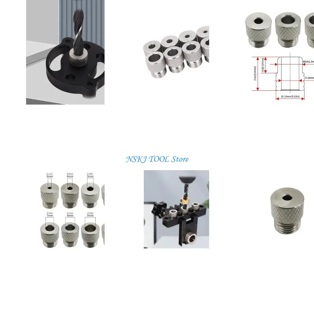 

L8RC Heavy Duty Stainless Steel Drill Bushings 3-10mm Holes Coarse Thread NonSlip