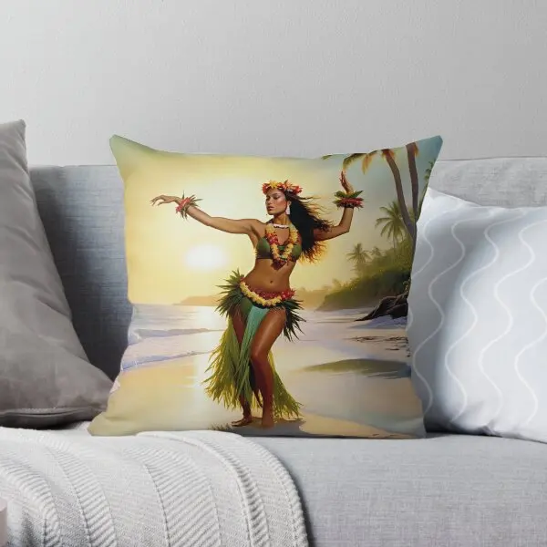 

Vintage Hula Girl Printing Throw Pillow Cover Hotel Office Wedding Throw Waist Decor Fashion Case Pillows not include One Side