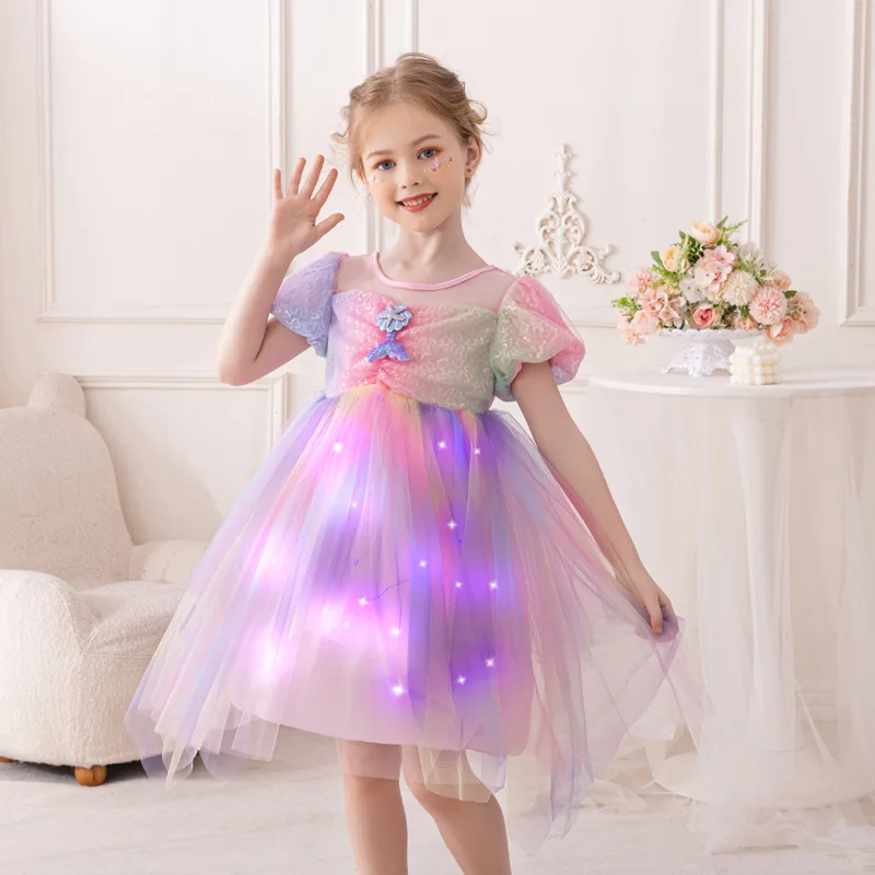 Halloween Dress for Girls LED Glowing Dress New Kids Birthday Party Princess Dress Halloween costume girl Cosplay Dress