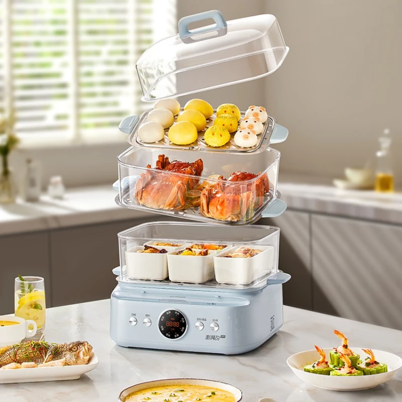 New Electric Steamer 2025: 3-Layer Multi-Functional, Stew/Steam/Boil Integrated, Small Multi-Layer, for Home Breakfast