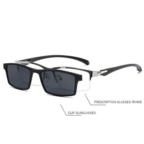 Imagen 2 del producto HDCRAFTER 6 en 1 imán polarizado Clip gafas marco hombres TR90 óptico miopía Clip gafas para hombres gafas graduadas marco