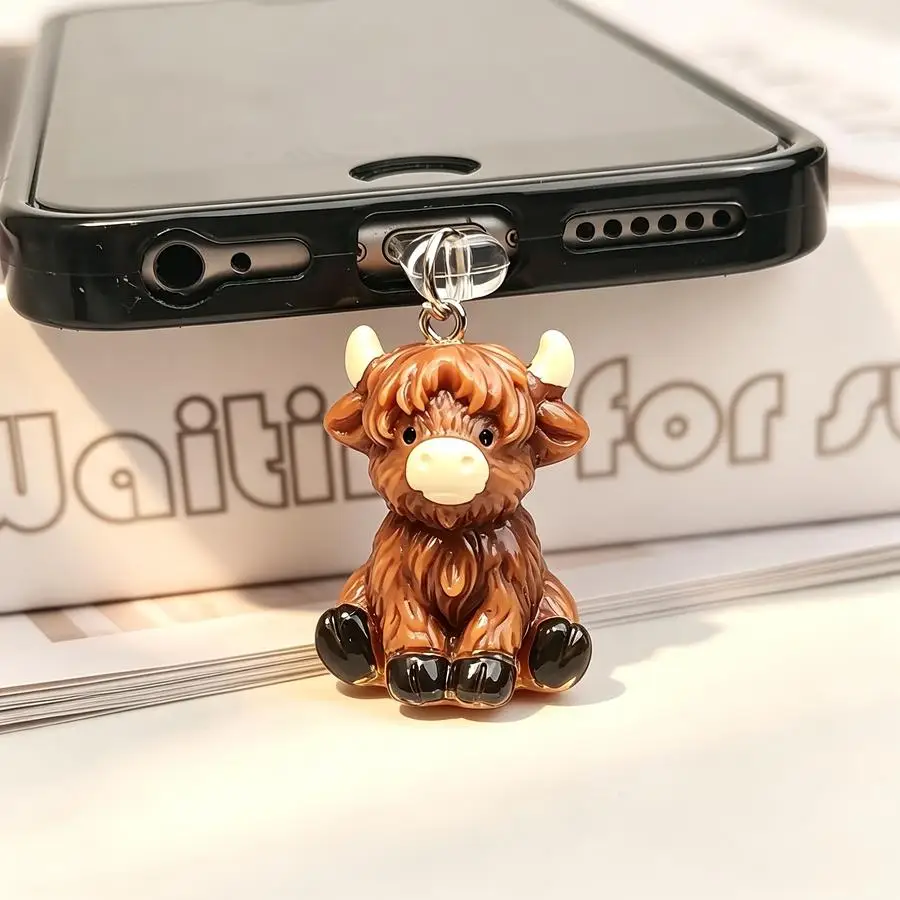 1/5/10/20/50/100pcs Dust-Proof Highland Cow Cell Phone Charms, for Android/Type-C/iPhone 5-14—A Great Gift for Teachers, Friends