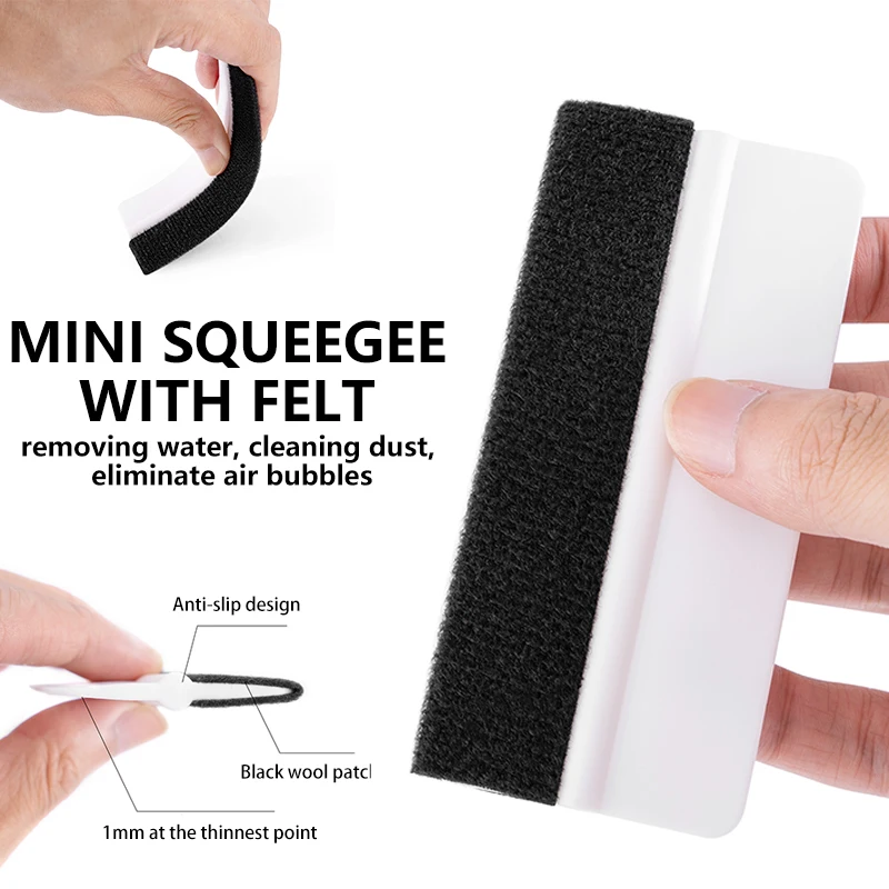 Mini White PP Plastic Card Squeegee Anti-scratch Car Window Tint Soft Felt Scraper Vinyl Vehicle Wrap Film Tool Sticker Remover