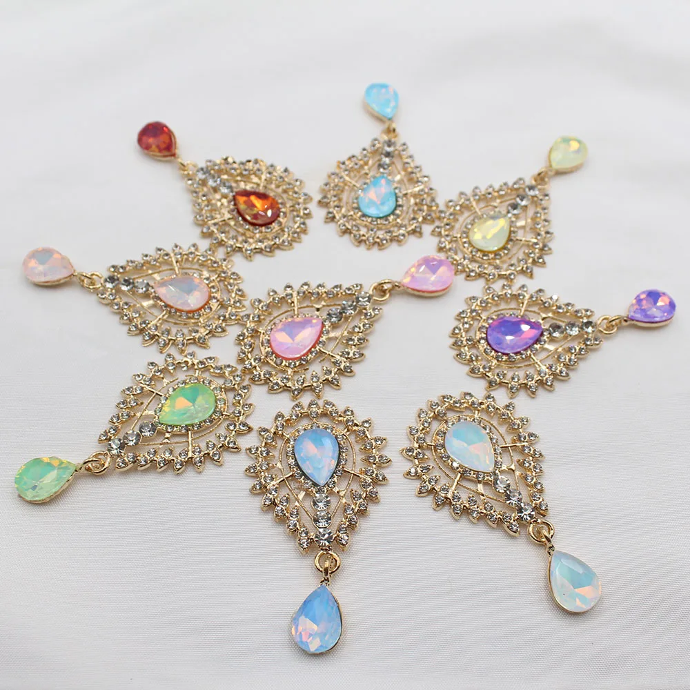 Fashionable and Romantic 6pcs/lot Full Diamond Alloy Gold Mocha Sunflower Pendant DIY Tie Luggage Hollow Style Handmade Jewelry