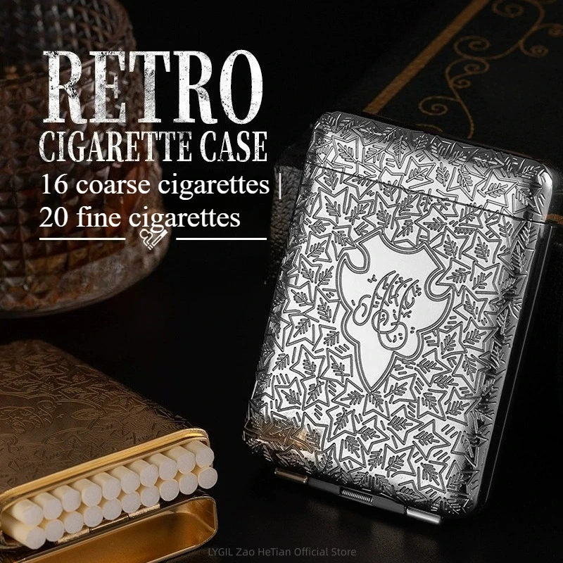 

New Metal Cigarette Case Engraving Flower Cigarette Case Anti-pressure Portable Personality Creative Smoking Accessories