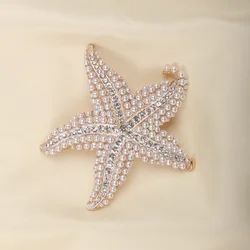 Fashionable Sparkling Rhinestone Artificial Pearl Ocean starfish Brooch Luxurious Classic Badge Men/Women's Clothing Accessories