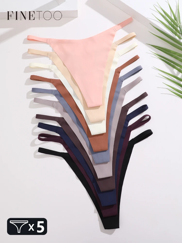 5 Stück/Set Nahtlose ICS-Seide Tangas Damen Sexy Niedrige Taille Slips Weibliche Ultradünne Unterwäsche Atmungsaktiver G-String T-Back Lingerie