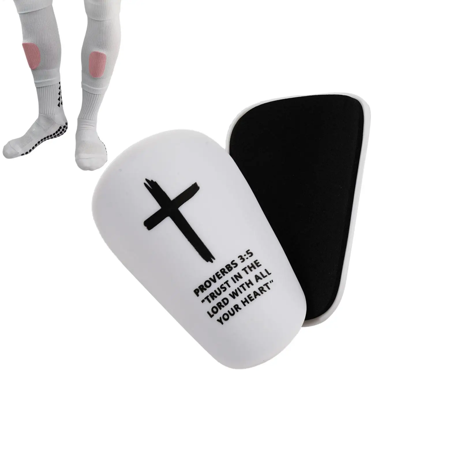 1 Pair Christian Shin Guards with Bible Verse Soccer Football Protective Pads for Adults & Youth, Inspirational Sports Gear