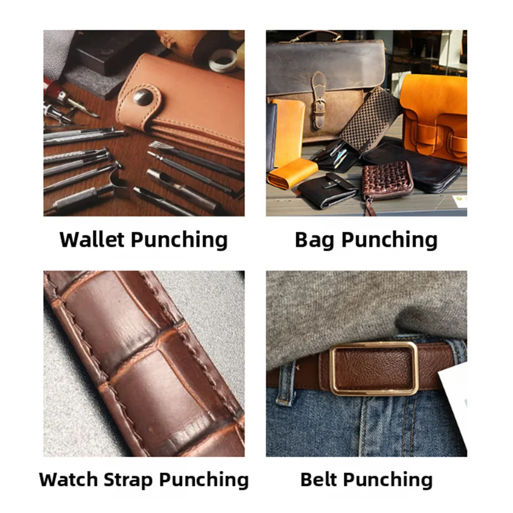 Juego de punzones huecos de cuero de 1-10mm, 14 Uds., artesanía de cuero, perforadora de agujeros huecos redondos para cinturón, junta de correa de reloj, perforadora hueca de cuero