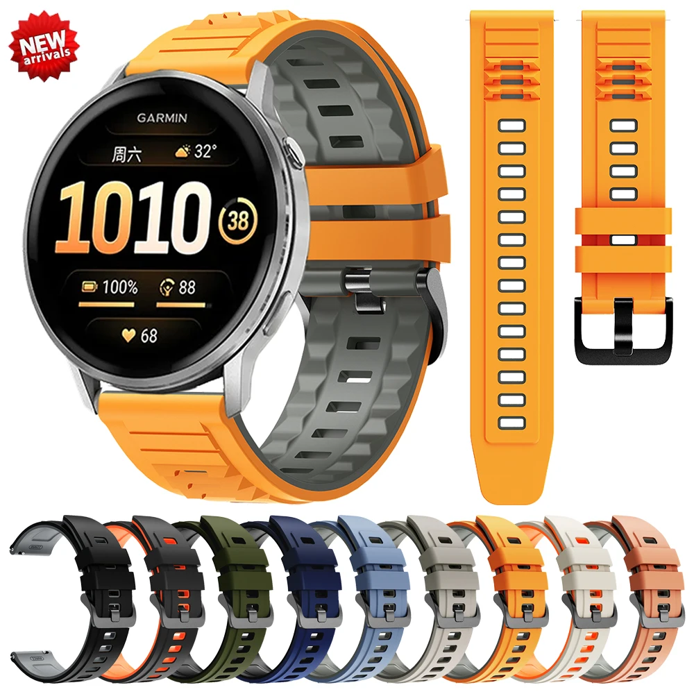 22 mm Silikonbänder für Garmin Forerunner 255 Music 265 570 Vivoactive 4 Sportarmband für Garmin Venu 2 3 4 45 mm Aktivarmband